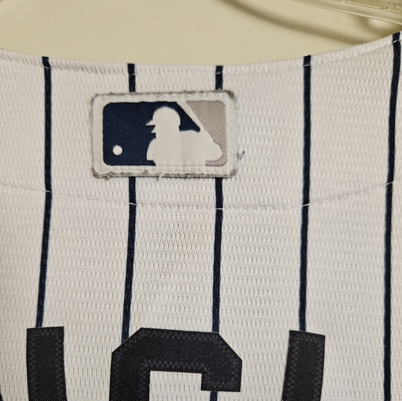 Nike White Pinstripe New York Yankees Men's Shirt/ Jersey LANGLEY 99 Size XL - Picture 9 of 9